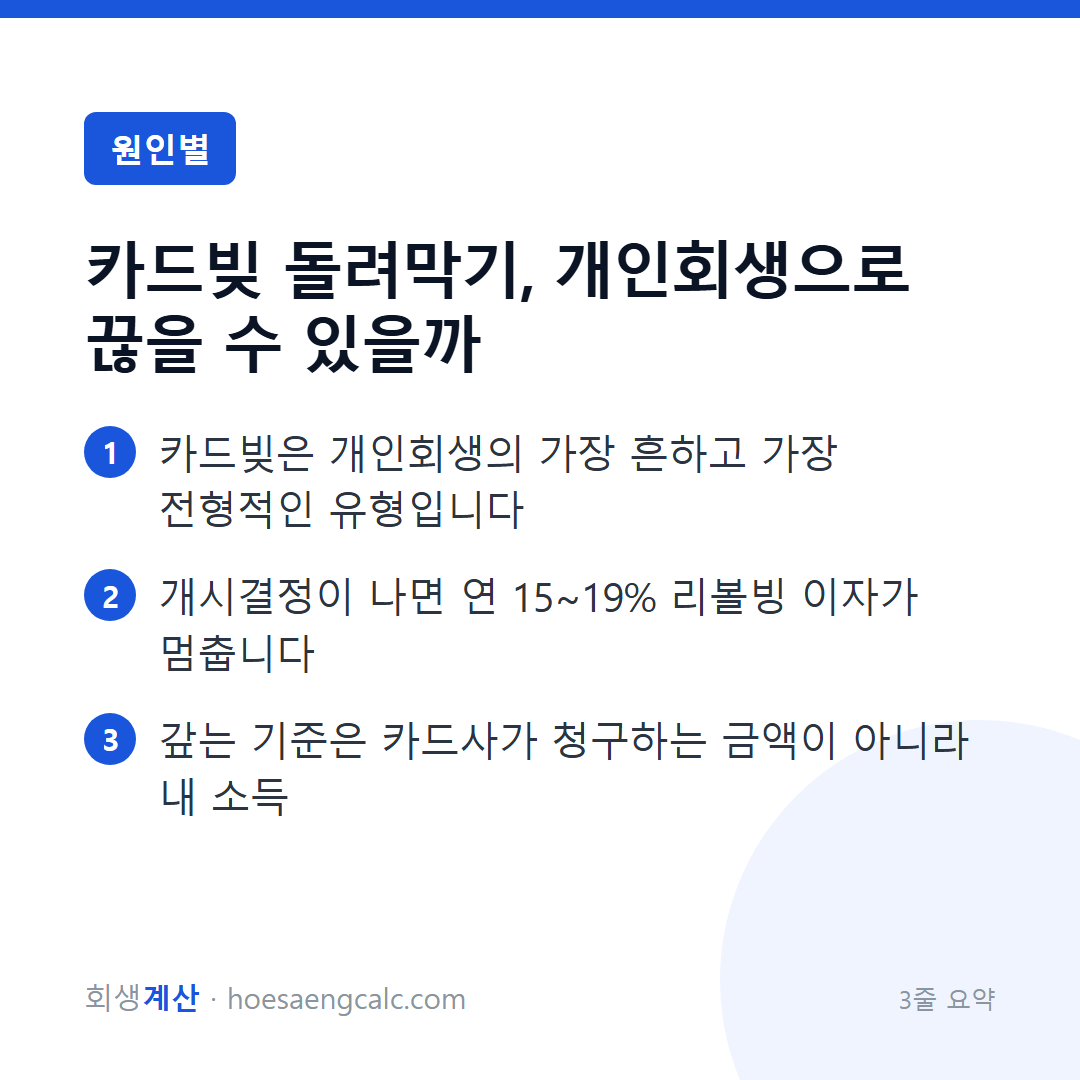 카드빚 돌려막기, 개인회생으로 끊을 수 있을까 — 3줄 요약