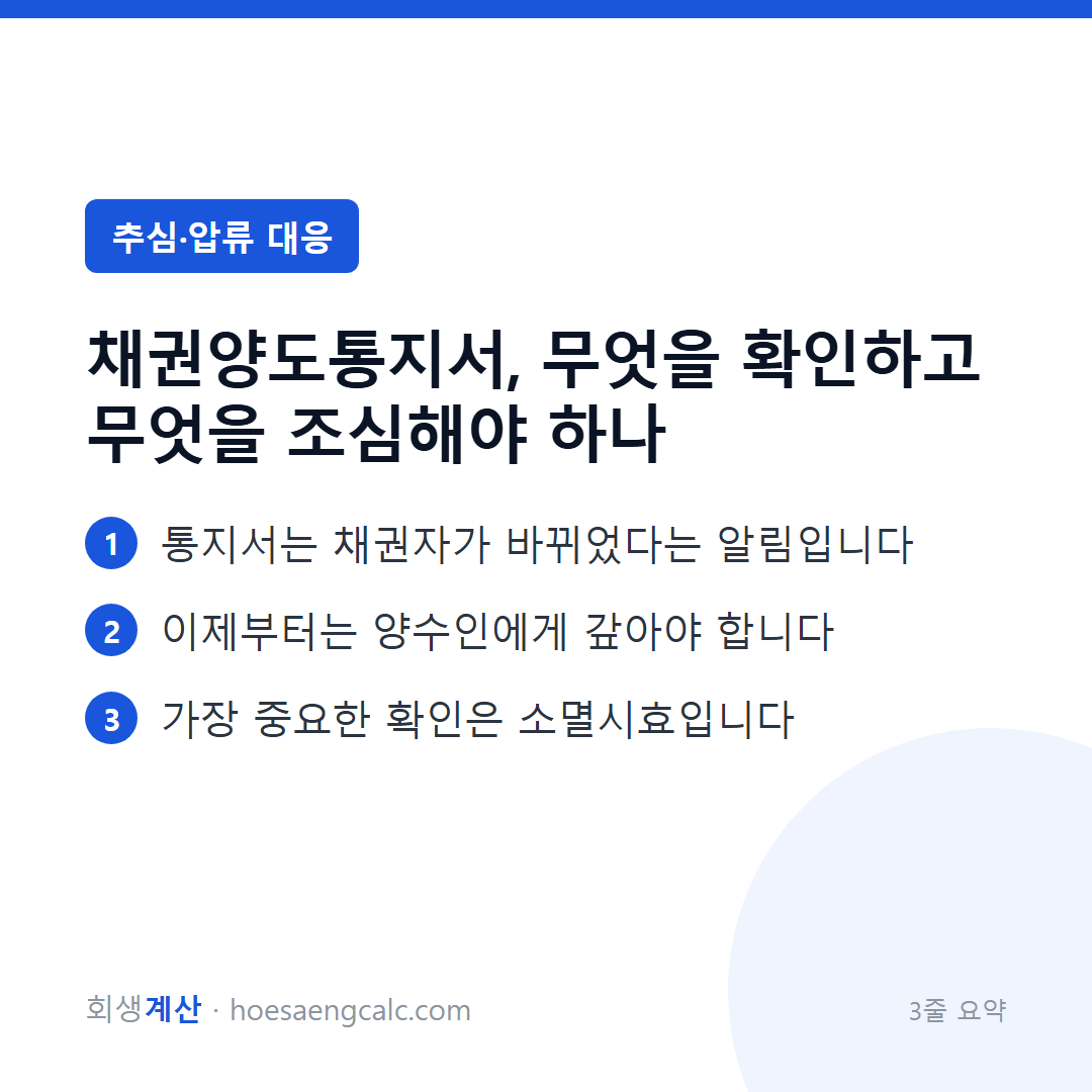채권양도통지서, 무엇을 확인하고 무엇을 조심해야 하나 — 3줄 요약