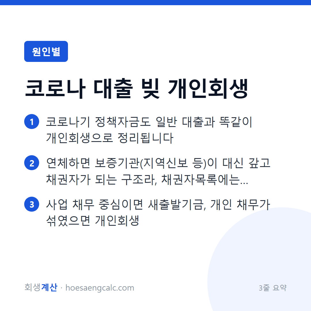 코로나 정책자금 개인회생 — 버팀목이 빚더미가 된 사장님들의 출구 — 3줄 요약
