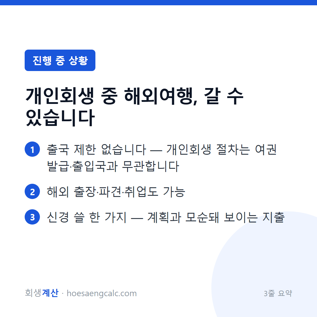 개인회생 중 해외여행, 갈 수 있습니다 — 3줄 요약