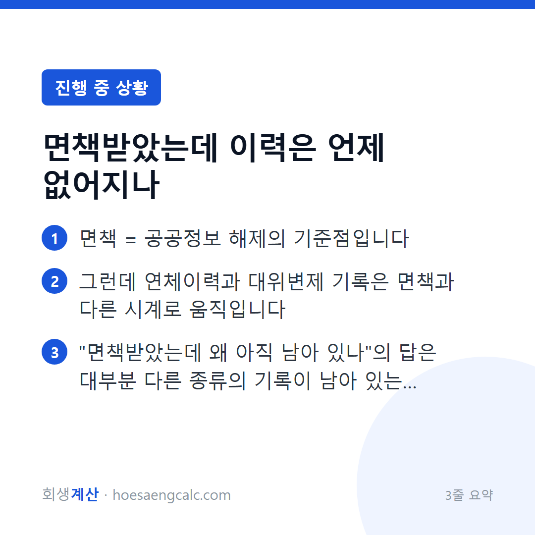 면책받았는데 이력은 언제 없어지나 — 3줄 요약