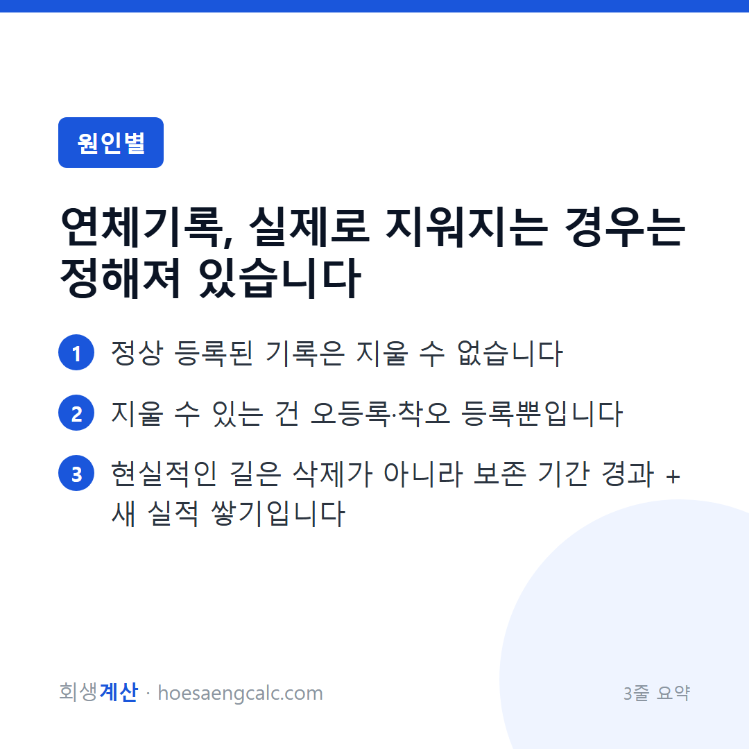 연체기록, 실제로 지워지는 경우는 정해져 있습니다 — 3줄 요약