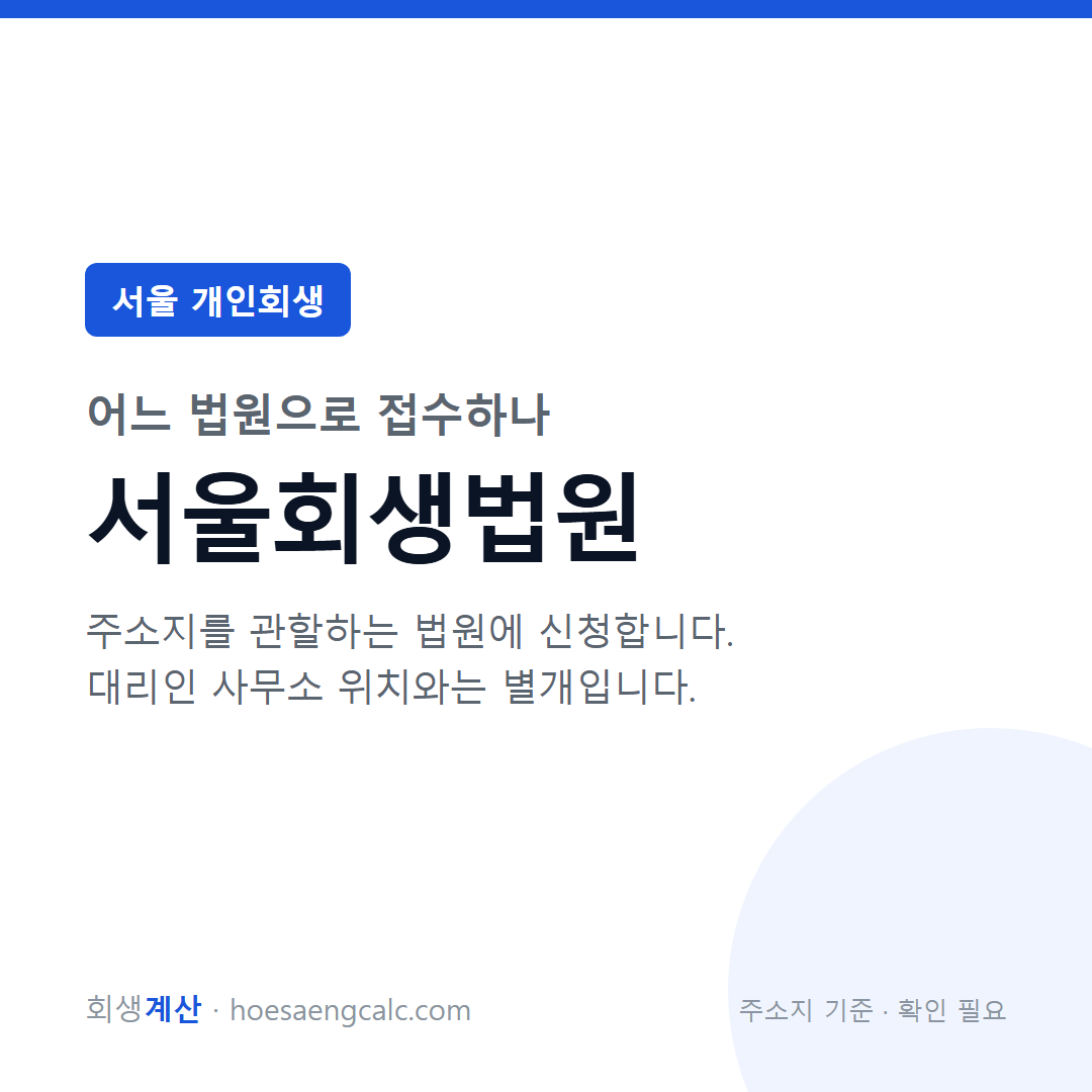 서울 개인회생 관할 법원 — 서울회생법원