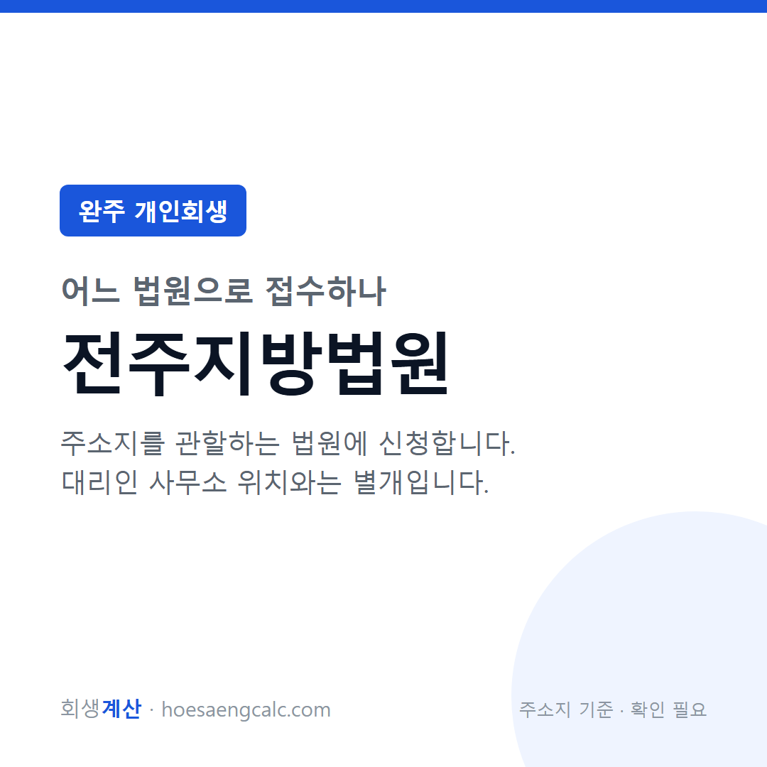 완주 개인회생 관할 법원 — 전주지방법원